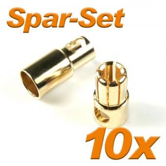 Goldkontakt Stecker + Buchse 6 mm, 10 Paar 