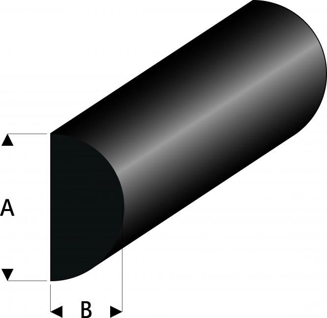 Rubber Semi-Circular Profile 2x1.1 mm, 2 m 