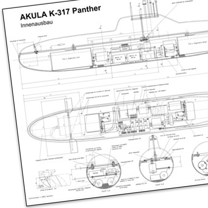 Bauplan mit Bauanleitung Akula K-317 